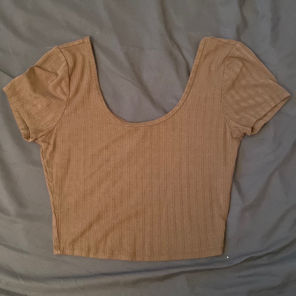Olive Green Ribbed Crop-Top